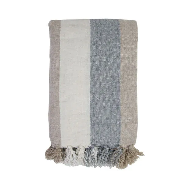 Product Image 1 for Montecito Oversized Throw Blanket - Ocean / Natural from Pom Pom at Home