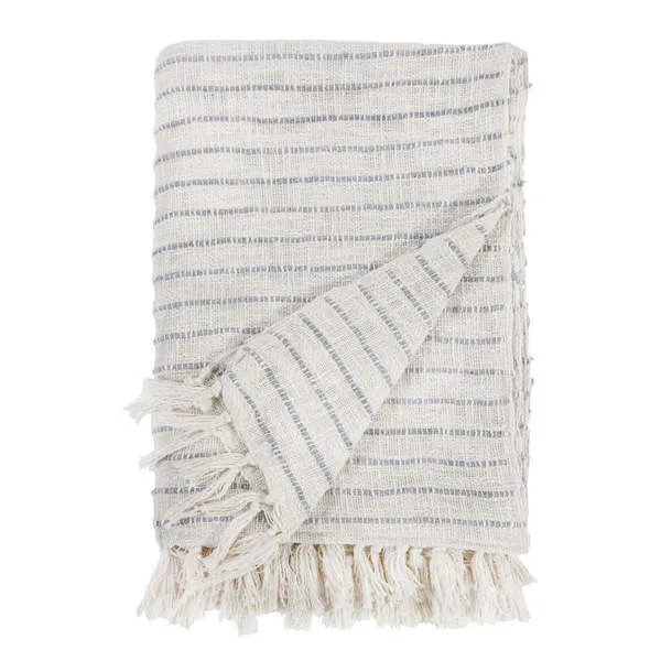 Product Image 1 for Jojo Oversized Striped Throw Blanket - Ivory / Blue Grey from Pom Pom at Home