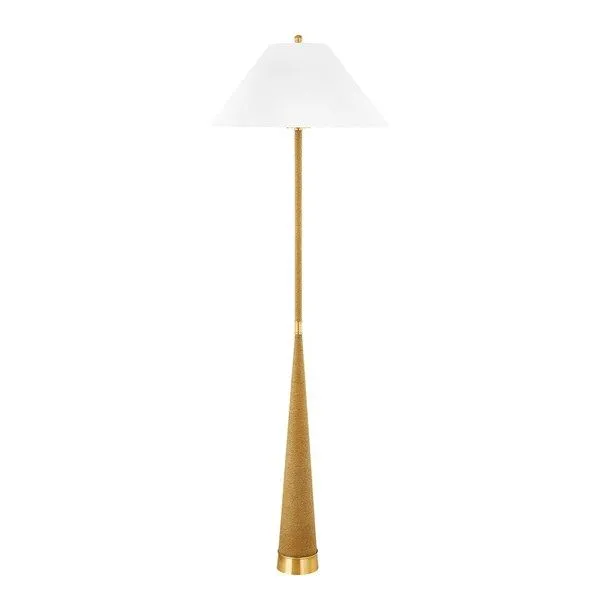 Product Image 1 for Indie 1-Light Modern Aged Brass & Rattan Floor Lamp from Mitzi