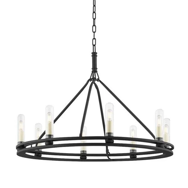 Product Image 1 for Sutton Textured Black 8-Light Exterior Chandelier from Troy Lighting
